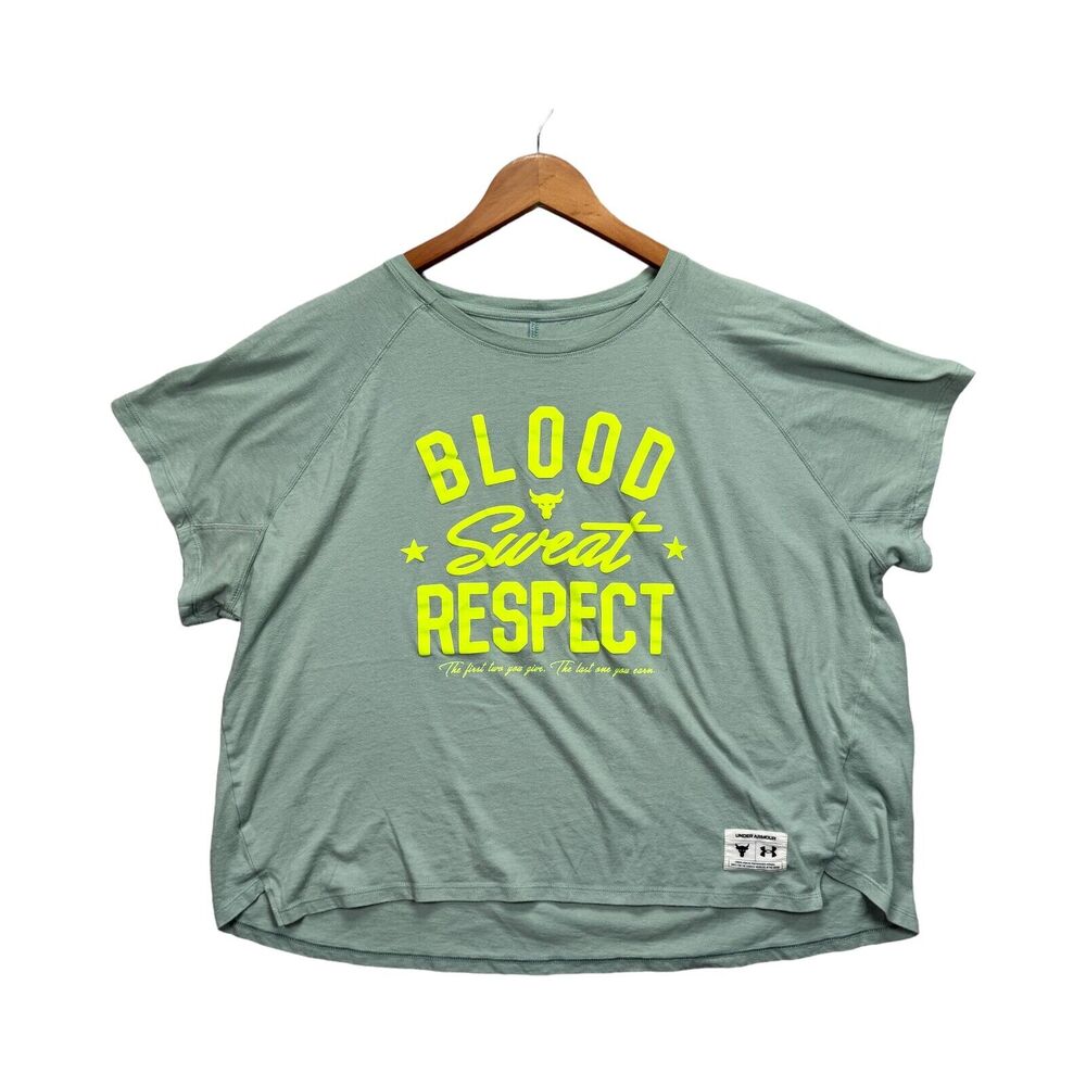 Under Armour Womens Project Rock Blood Sweat Respect Gym Workout Yoga T Shirt XL